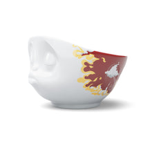 Load image into Gallery viewer, Our special new 16 oz porcelain serving bowl features the &#39;kissing&#39; face design with a limited edition &#39;hot&#39; colorway. It&#39;s the perfect way to serve spicy food and also the counterpart to the &#39;Heavenly&#39; Limited Edition Bowl.
