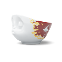 Load image into Gallery viewer, Our special new 16 oz porcelain serving bowl features the &#39;kissing&#39; face design with a limited edition &#39;hot&#39; colorway. It&#39;s the perfect way to serve spicy food and also the counterpart to the &#39;Heavenly&#39; Limited Edition Bowl.
