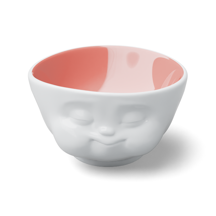 Designer 16.9 ounce capacity porcelain bowl in white with peach color on the inside featuring a sculpted ‘munching’ facial expression. From the TASSEN product family of fun dishware by FIFTYEIGHT Products. Quality bowl perfect for cereal, soup, side salads, and hearty dips.
