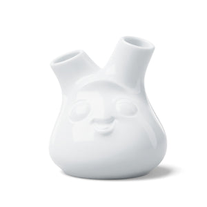 Exclusive designer flower vase in white, crafted from premium porcelain. Stands at 3.9 inches tall on a footed base. From the TASSEN product family of fun dishware by FIFTYEIGHT Products.