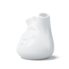 Load image into Gallery viewer, Exclusive designer flower vase in white, crafted from premium porcelain. Stands at 3.9 inches tall on a footed base. From the TASSEN product family of fun dishware by FIFTYEIGHT Products.
