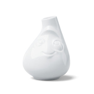 Exclusive designer flower vase in white, crafted from premium porcelain. Stands at 3.9 inches tall on a footed base. From the TASSEN product family of fun dishware by FIFTYEIGHT Products.