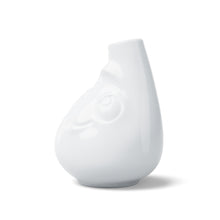 Load image into Gallery viewer, Exclusive designer flower vase in white, crafted from premium porcelain. Stands at 3.9 inches tall on a footed base. From the TASSEN product family of fun dishware by FIFTYEIGHT Products.
