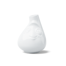 Load image into Gallery viewer, Exclusive designer flower vase in white, crafted from premium porcelain. Stands at 3.9 inches tall on a footed base. From the TASSEN product family of fun dishware by FIFTYEIGHT Products.
