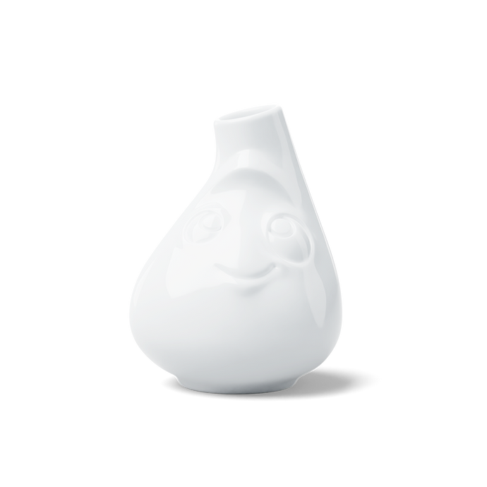 Exclusive designer flower vase in white, crafted from premium porcelain. Stands at 3.9 inches tall on a footed base. From the TASSEN product family of fun dishware by FIFTYEIGHT Products.