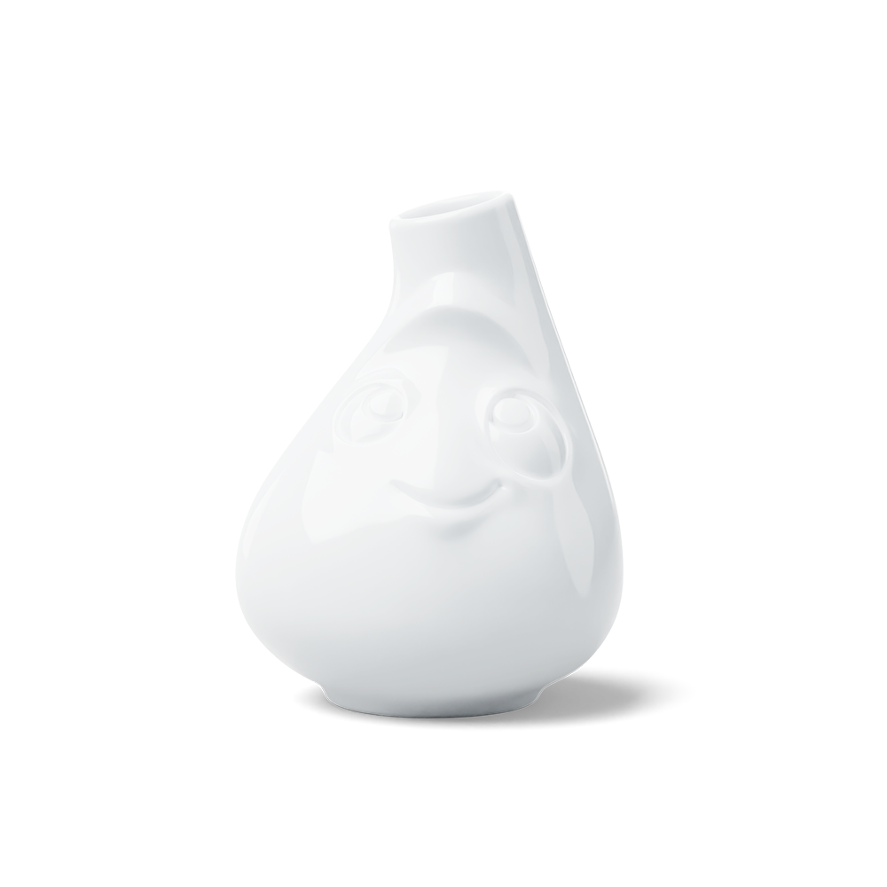 Exclusive designer flower vase in white, crafted from premium porcelain. Stands at 3.9 inches tall on a footed base. From the TASSEN product family of fun dishware by FIFTYEIGHT Products.