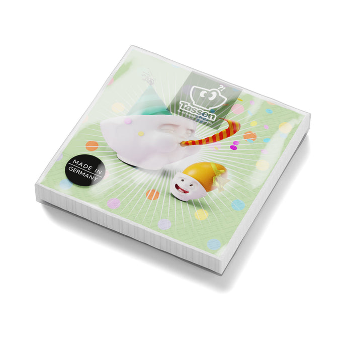 Check out our printed paper napkins with cool graphic designs from the TASSEN product family. Our festive napkins are 9.6 x 9.6 inches in size and come in packs of 20. This one features the cool 